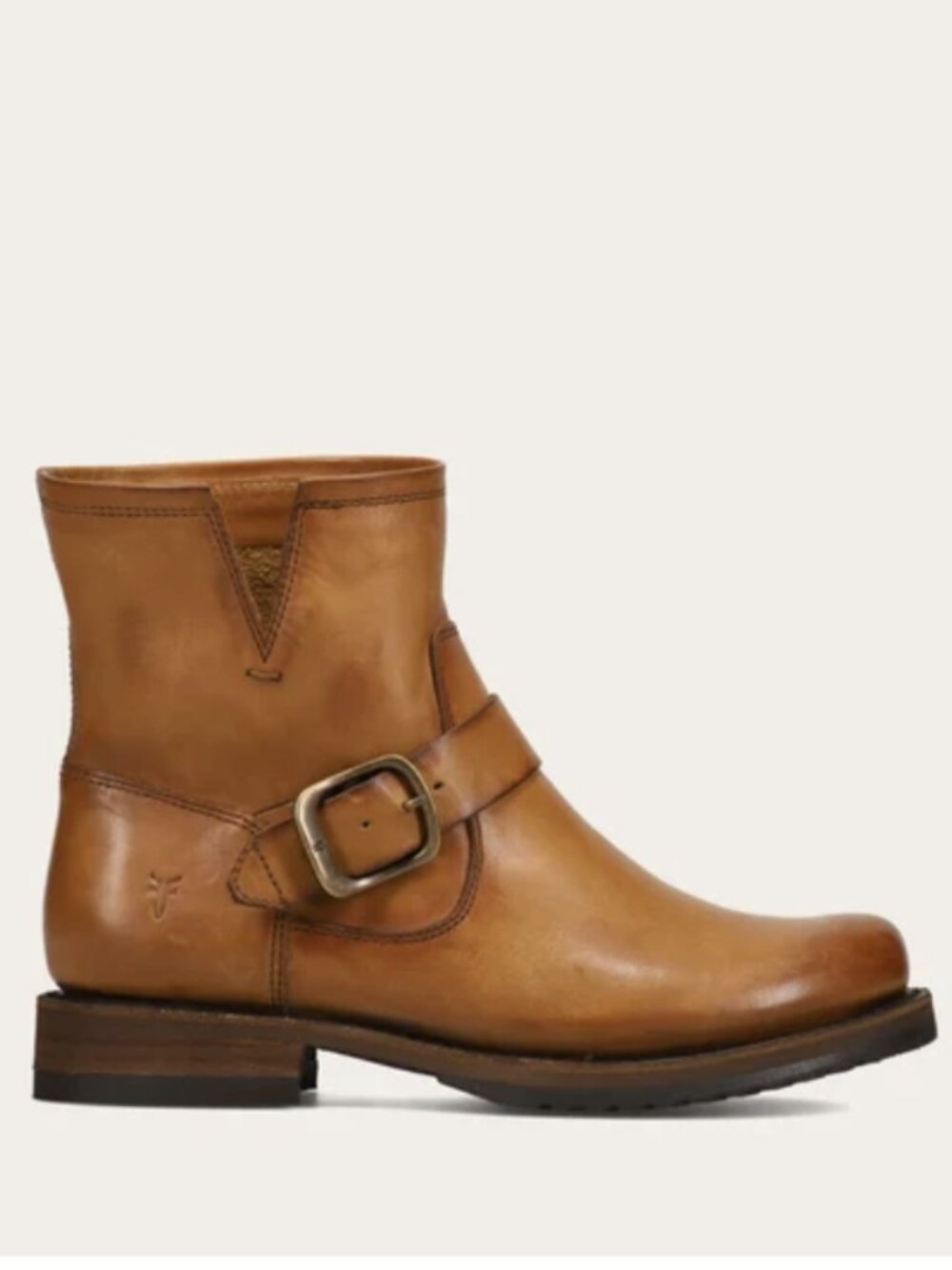 $359 Frye Veronica Flex Pull On Real Cognac Leather Short Moto Fall Ankle Boot
